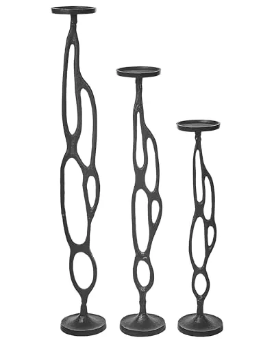 Kerzenständer 3-er Set Aluminium schwarz hoch - Kerzenhalter Set aus hochwertigem Aluminium, ideal für moderne Tischdekoration. Perfekt für dicke Kerzen und LED-Kerzen, sorgt für stimmungsvolles Licht in jedem Raum.