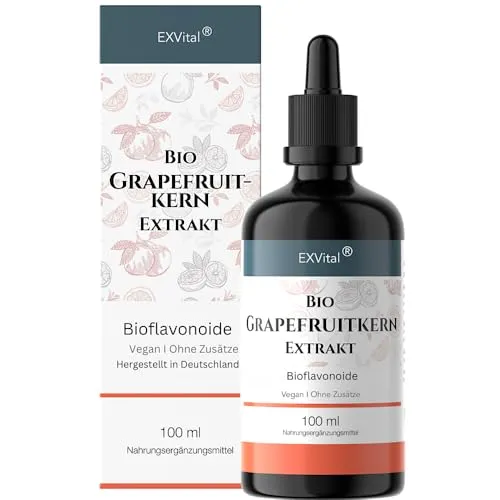 EXVital Bio Grapefruitkernextrakt 1200mg - Hochdosiert, vegan und laborgeprüft - Fruchtextrakte: 100ml hochkonzentrierter Grapefruitkernextrakt mit 2600mg Extrakt pro Tagesdosis, vegan und frei von Zusatzstoffen für optimale Bioverfügbarkeit.