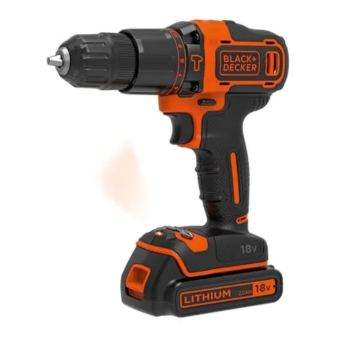 BLACK+DECKER Akku-Bohrhammer 18 V, 2x 1,5 Ah Akku, 400 mA Ladegerät, Kitbox, BDCHD18KB-QW