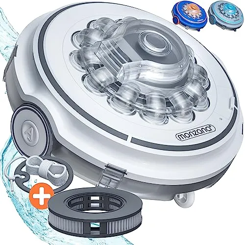 Monzana® Poolroboter Poolboy600 - Kabelloser, vollautomatischer Bodensauger für Pools bis 80m² - Automatische Poolreiniger, reinigt kabellos und vollautomatisch, ideal für Pools bis 80m² mit einer Akku-Laufzeit von 80 Minuten und extra weichen Gummirädern für schonende Reinigung.