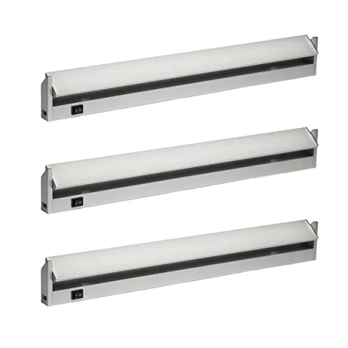 Oktaplex 3x Unterbauleuchte Küche LED Leiste 800lm - Unterschrank Beleuchtung mit 3x 10W LED Leisten, 800 Lumen und bis zu 120° schwenkbar für optimale Ausleuchtung. Ideal für Küchenarbeitsplätze, einfache Montage und Anschluss an 230V.