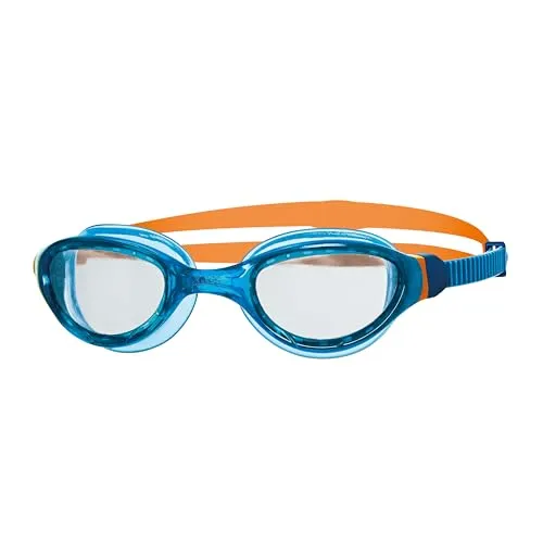 Zoggs Kinder K-rey-zog266ro Phantom 2.0 Junior UV-Schutz und Antibeschlag-Schwimmbrille, Blau/Orange/Transparent, 6-14 Jahre