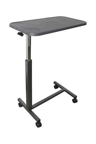 PEPE Mobility Betttisch auf Rollen höhenverstellbar, Beistelltisch für Bett und Sofa, Überbetttisch in C Form für Pflegebett, Mobiler Krankentisch fahrbar, Laptoptisch für Senioren, Schwarz