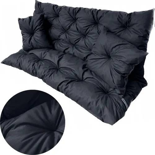Kissen für Hollywoodschaukel Set 100x60x50 Sitzkissen Bankkissen Gartenkissen Bankauflage für Gartenbank Schwarz