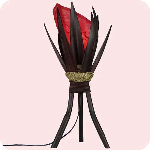 Bali asiatische Lampe Bananenblatt 67x24cm in rot von Simandra