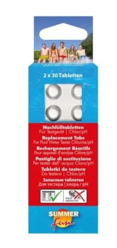 Summer Fun Nachfülltabl. f. Wassertestgerät - 30 Tabletten DPD1 und Phenol Red, schnelle und einfache Bestimmung des Chlorgehalts für kristallklares Poolwasser