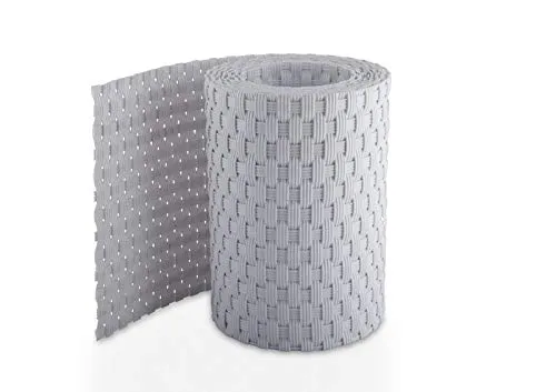 Mayaadi-Home Sichtschutzstreifen Polyrattan Rolle Rattan Zaunfolie Sichtschutz Zaunblende Garten Mattenzaun Balkon Matte Einstabmattenzaun Länge 2,55 Meter Höhe 19 cm Hellgrau 1 Stück