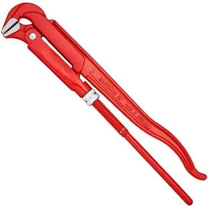 Knipex Rohrzange 83 10 010, 90°, 1 Zoll x 310mm - Einhand-Rohrzange mit schwedischer Form, ideal für präzise Rohrarbeiten. Hergestellt aus hochwertigem Chrom-Vanadin-Elektrostahl, bietet sie eine unverlierbare Stellmutter und eine gegen die Drehrichtung versetzte Verzahnung für optimalen Grip.
