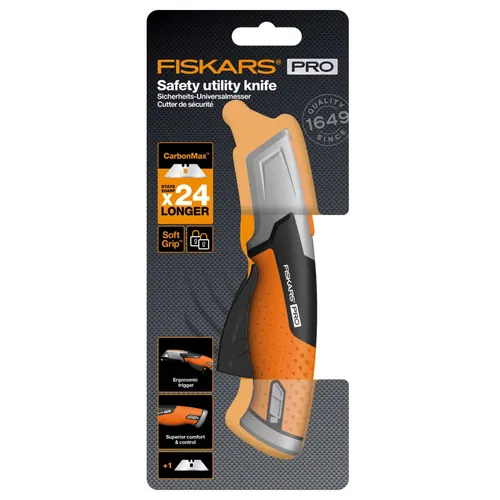 Fiskars Pro Sicherheits-Universalmesser 17,7 cm in orange von Fiskars