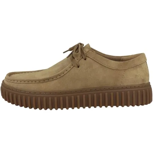 Clarks Herren Torhill Lo - Dark Sand Suede, 42 EU - Herren-Schnürhalbschuhe mit verstellbaren Schnürsenkeln für sicheren Halt und herausnehmbarem Leder-Fußbett für optimalen Komfort.