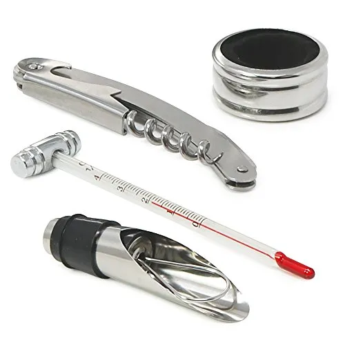 COM-FOUR® 4-teiliges Sommelier Einsteiger-Set, Geschenkset in edler Metallbox für Weinliebhaber