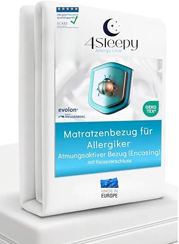 4Sleepy Matratzenbezug für Allergiker - Milbenbezug Matratze 140x200 - waschbarer Matratzenschutz - Anti Milben & Bettwanzen Encasing, bis 20cm Höhe (140x200x20)