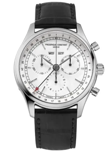 Frederique Constant Chronograph Classics Quartz Chrono.Big Date Herrenchronograph - Armbanduhren mit elegantem Edelstahlgehäuse, Swiss Quarz Uhrwerk und praktischer Wochentags- sowie Datumsanzeige für stilbewusste Herren.