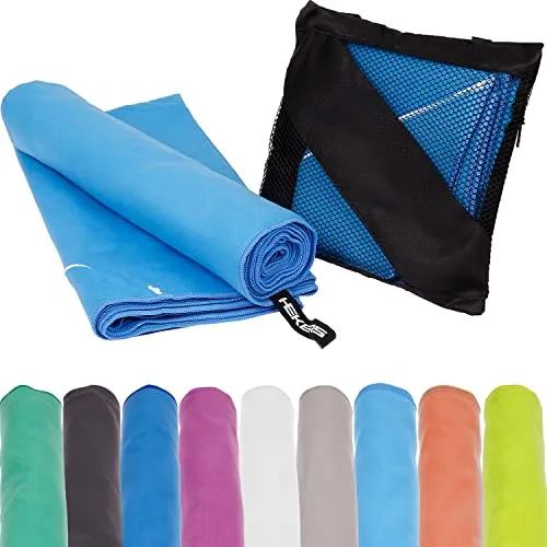 Mach1 2 Stück 30x50cm Mikrofaser Sport Handtuch hell blau – kompakt & schnell trocknend – Microfaser Handtücher – EIN perfektes Sporttuch, Reisehandtuch, Strandhandtuch