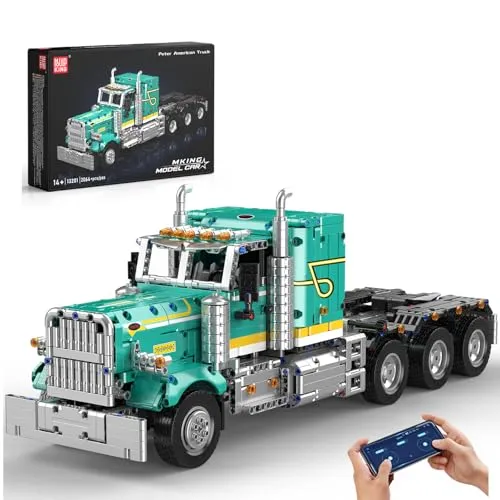Mould King 13201 Technik Ferngesteuerter Amerikanisches LKW Klemmbausteine Bausteine, 2064 Teile MOC Technologie LKW Modell für ab 14 Jahren/Erwachsene/Sammler