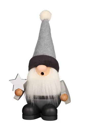 Christian Ulbricht Räuchermann Kugelzwerg grau - Nussknacker aus dem Erzgebirge, handgefertigt und modern gestaltet, Höhe ca. 25 cm - ein zeitgemäßes Kunstwerk für Ihr Zuhause.
