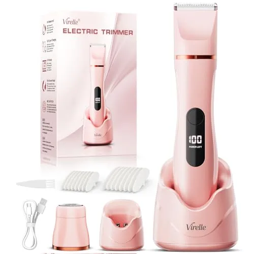Intimrasierer für Frauen, Rasierer Damen Intimbereich Sanft, 2 in 1 Elektrischer Damenrasierer, Bikini Trimmer Wasserdicht für Körper Gesichtshaare, Damen Rasierer, Geschenke für Frauen