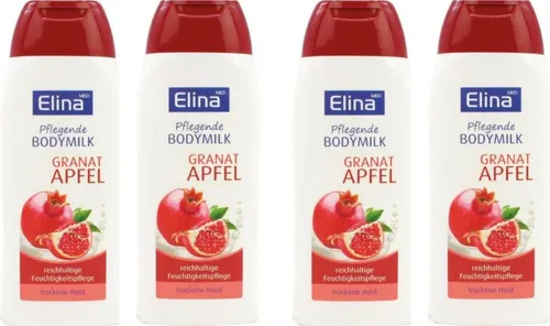 4x 200 ml Elina Granatapfel Body Milk Körperlotion Bodylotion