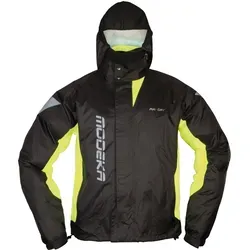 Modeka AX-Dry II Regenjacke - Schwarz/Neon-Gelb - 4XL - Motorradjacke aus PU-beschichtetem Polyamid, extrem leicht und mit 3M Scotchlite Reflektoren für optimale Sichtbarkeit bei jedem Wetter.