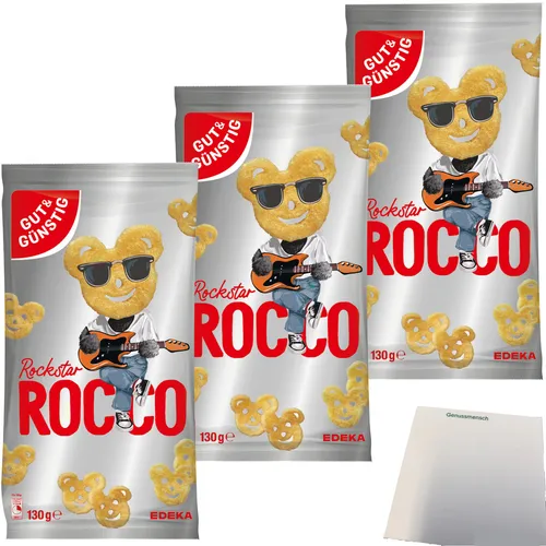 Gut&Günstig Knabbersnack ROCCO Rockstar 3er Pack 3x130g Tüte usy Block