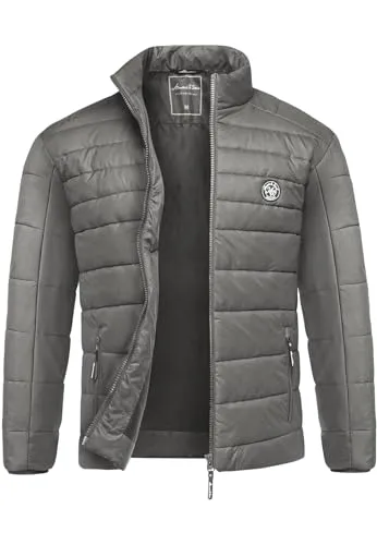 Amaci&Sons Herren Steppjacke 9103 Dunkelgrau XXL - Funktionsjacke für Outdoor-Aktivitäten, leicht und warm mit stylischem Patch-Design, ideal für kalte Tage.