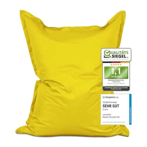 Lumaland Sitzsack XXL Bean Bag Special Edition - Wasserfester XXL Sitzsack mit 380L Volumen für drinnen und draußen. Bequeme EPS-Füllung sorgt für perfekte Sitzanpassung und hygienisches Relaxen.
