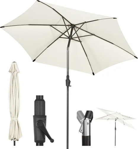 Sekey Sonnenschirm ∅ 270 cm mit Kurbel - Neigbar und Windfest - Hochwertiger Gartenschirm mit einer Größe von ∅ 270 cm. Ideal für den Außenbereich dank wasserabweisendem Material und stabiler Konstruktion. Genießen Sie entspannten Schatten mit UV-Schutz.