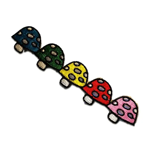 Aufnäher / Bügelbild - Pilze Kinder - bunt - 12 x 2.5 cm - Patches Aufbügeln