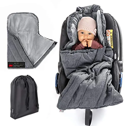 Zamboo Fußsack 3M PRO für Babyschale - Hochwertiger Baby Winter-Fußsack mit 3M Thinsulate Füllung, atmungsaktiv und warm, passend für alle Autositze und Kinderwagen.