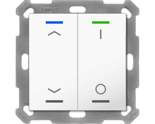 MDT Taster Light 2-fach BE-TAL55T2.C1 RGBW  - Smart Home Taster mit Temperatursensor, reinweiß glänzend für eine moderne Haussteuerung und individuelle Lichtgestaltung
