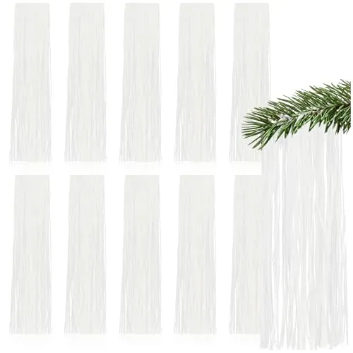 com-four® 10x Lametta - weiße Lametta Girlande für Weihnachten - Christbaumschmuck für den Tannenbaum - Lametta-Vorhang mit glatten Fäden (weiß - 10 Stück)