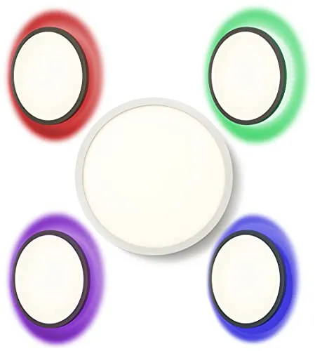 Northpoint LED Panel Deckenleuchte 40cm Ø mit RGB Backlight - Moderne Deckenleuchte mit 24W, einstellbarer Farbtemperatur und RGB-Hintergrundbeleuchtung für stimmungsvolle Atmosphäre. Ideal für jeden Raum, steuerbar per Fernbedienung.