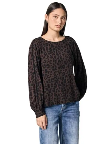 Street One Studio Leo Raglan Bluse - Damenbluse mit Rundhalsausschnitt und langem Arm, trendiger Animal Print, ideal für lässige Looks und vielseitige Kombinationsmöglichkeiten.