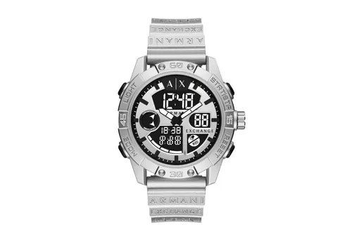 Armani Exchange AX2965 D-BOLT Herrenuhr - Chronograph mit digitaler und analoger Anzeige, spritzwassergeschützt bis 10 bar, ideal für sportliche Aktivitäten und den Alltag.