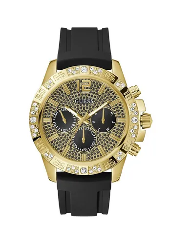 GUESS Herren Uhr Majestic GW0909G2 - Stilvolle Armbanduhr - Armbanduhren für Herren mit 48 mm Zifferblatt, schwarzem Design und Quarz-Uhrwerk. Perfekt für modebewusste Männer, die Wert auf Qualität legen.