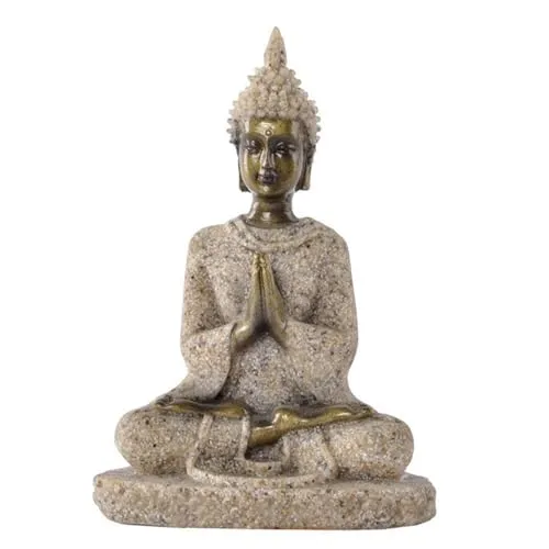 LetCart Buddha Statue, Buddha Figur Garten Statue Meditierender Sitzender Buddha Statue Schnitzerei Figur Handwerk für Home Decoration Ornament (A Gold)