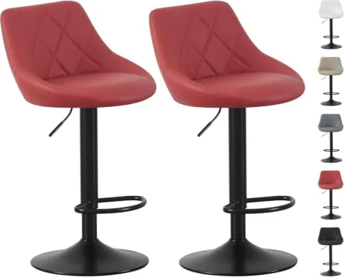 mcc direct Set von 2 Höhenverstellbaren Bar-Hockern – Rot in rot von mcc direct