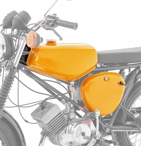 Craftride Benzintank für Simson S51/S50/S70 mit gelben Seitendeckeln - Hochwertiger Benzintank für Simson S51, S50 und S70. Mit lackierten Seitendeckeln, die eine einfache Montage ermöglichen und das Design aufwerten.