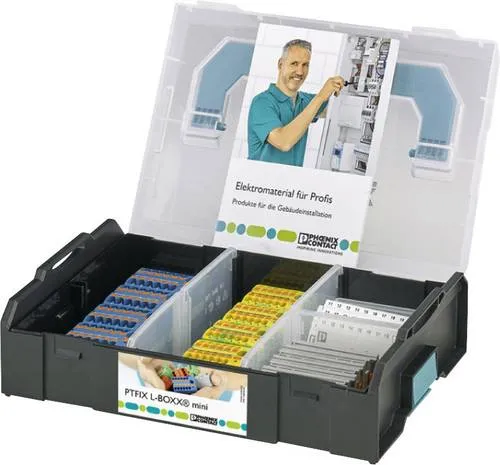Phoenix Contact Starterkit CASE PTFIX L-#118117 - Reihenklemmen Starterkit im Sortimo-Systemkoffer L-BOXX Mini, inklusive 10 Verteilerblöcke und Tragschienenadapter für einfache Installation und Ordnung.