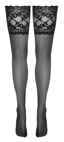 Cottelli Legwear Damen Halterlose Strümpfe, Schwarz, 1
