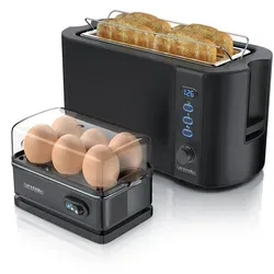 Arendo Set Toaster FRUKOST mit Eierkocher SIXCOOK in schwarz von Arendo