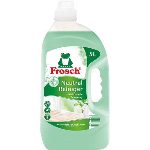 Frosch Allzweckreiniger Neutral Bio-Qualität 5L - Allzweckreiniger in Bio-Qualität, kraftvoll und schonend für Böden und Möbel. Frei von Mikroplastik, vegan und biologisch abbaubar – für eine nachhaltige Reinigung.