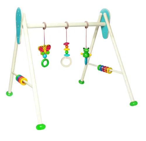 Hess 13372 Babyspielgerät Frosch Toni - Babyspielzeug aus Holz, fördert die Motorik ab 3 Monaten, ideal für Wohnzimmer und Kinderzimmer, nachhaltig in Deutschland hergestellt.