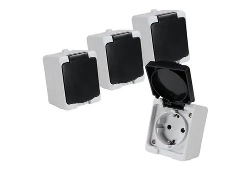 REV Ritter GmbH Aufputz-Steckdose 4er Set REV AquaMini Feuchtraum Steckdose Aufputz IP54 kompakt, 4-St.