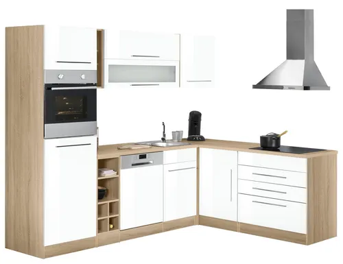 KOCHSTATION Winkelküche KS-Eton, mit E-Geräten, Stellbreite 260 x 190 cm