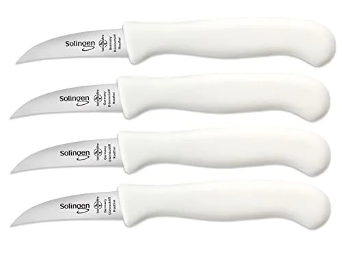 Gemüsemesser aus Solingen Schälmesser Set mit scharfer gebogener Schnittfläche Obstmesser Küchenmesser Made in Germany Schneidmesser aus Rostfreiem Edelstahl Weiß Spülmaschinen geeignet (4)
