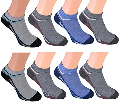 8-er Pack Blau & Grau 43/46 baumwollsocken günstige billige billig sneaker socken großpackungsocken herren set sneaker baumwolle sneaker 43 socken herren nikesocken grau herren 43-46 sneaker schwarz