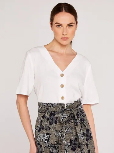Apricot Klassische Bluse Kurzarm mit Knopfleiste in Weiß M (38)