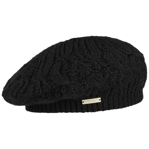 Seeberger Uni Strickbaske für Damen - stilvolle Wintermütze in Schwarz - Elegante Winterbaske mit warmem Futter, Einheitsgröße (ca. 54-59 cm) und ansprechendem Zopfmuster. Perfekt für kalte Tage und modische Akzente.