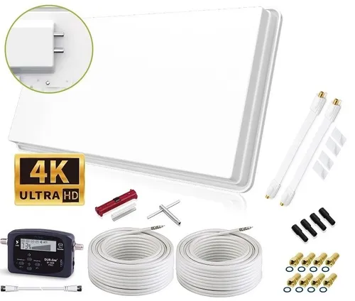 SELFSAT H22D2+ SET Single Flachantenne Full HD 4K UHD - SAT-Antenne für 2 Teilnehmer, flaches Design ideal für Fenster, ermöglicht brillanten Empfang in Full HD und 4K UHD.